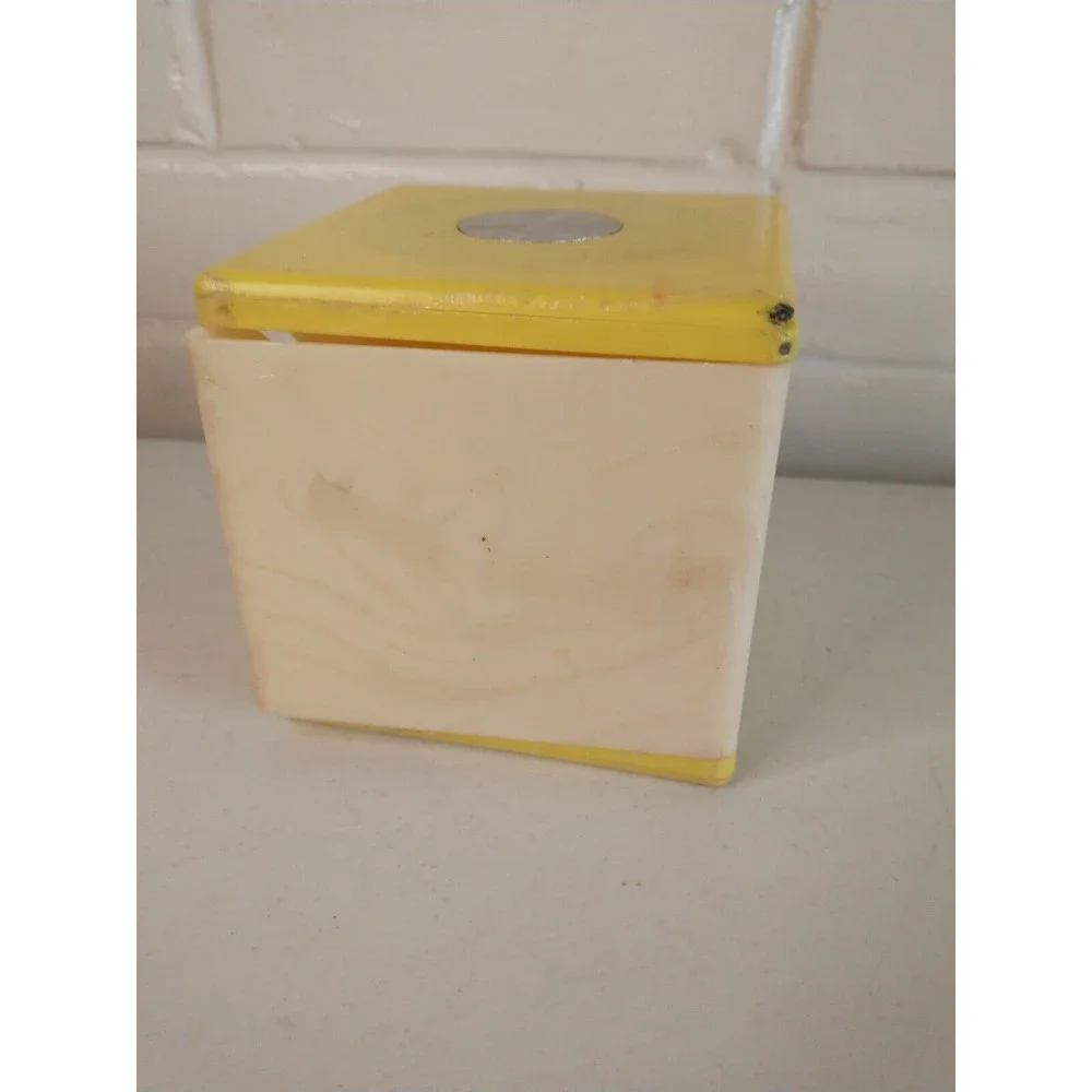 Vintage Make Up Organizer Cube Lipstick Holder Yellow Retro Case